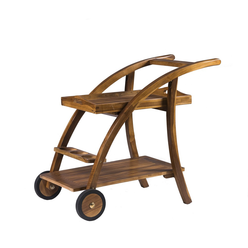 Teak Hardwood Folding Drinks Trolley - Solid Teak Hardwood Folding Drinks Trolley from Garden Buildings Direct